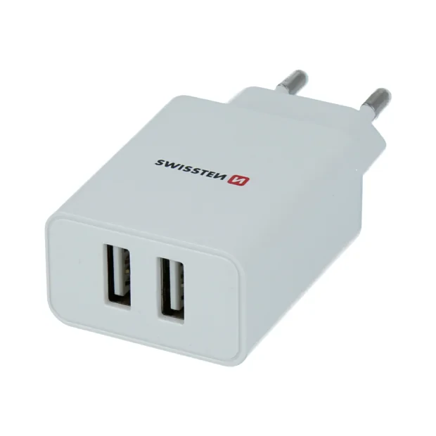 Swissten Travel Adapter Smart IC 2X USB 2.1A Power Alb