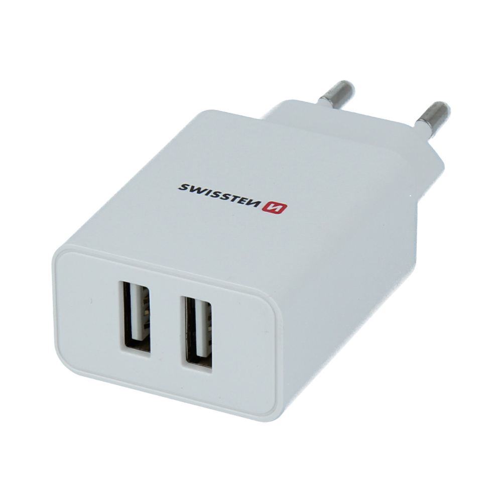 Swissten Travel Adapter Smart IC 2X USB 2.1A Power Alb (pachet Eco) thumb