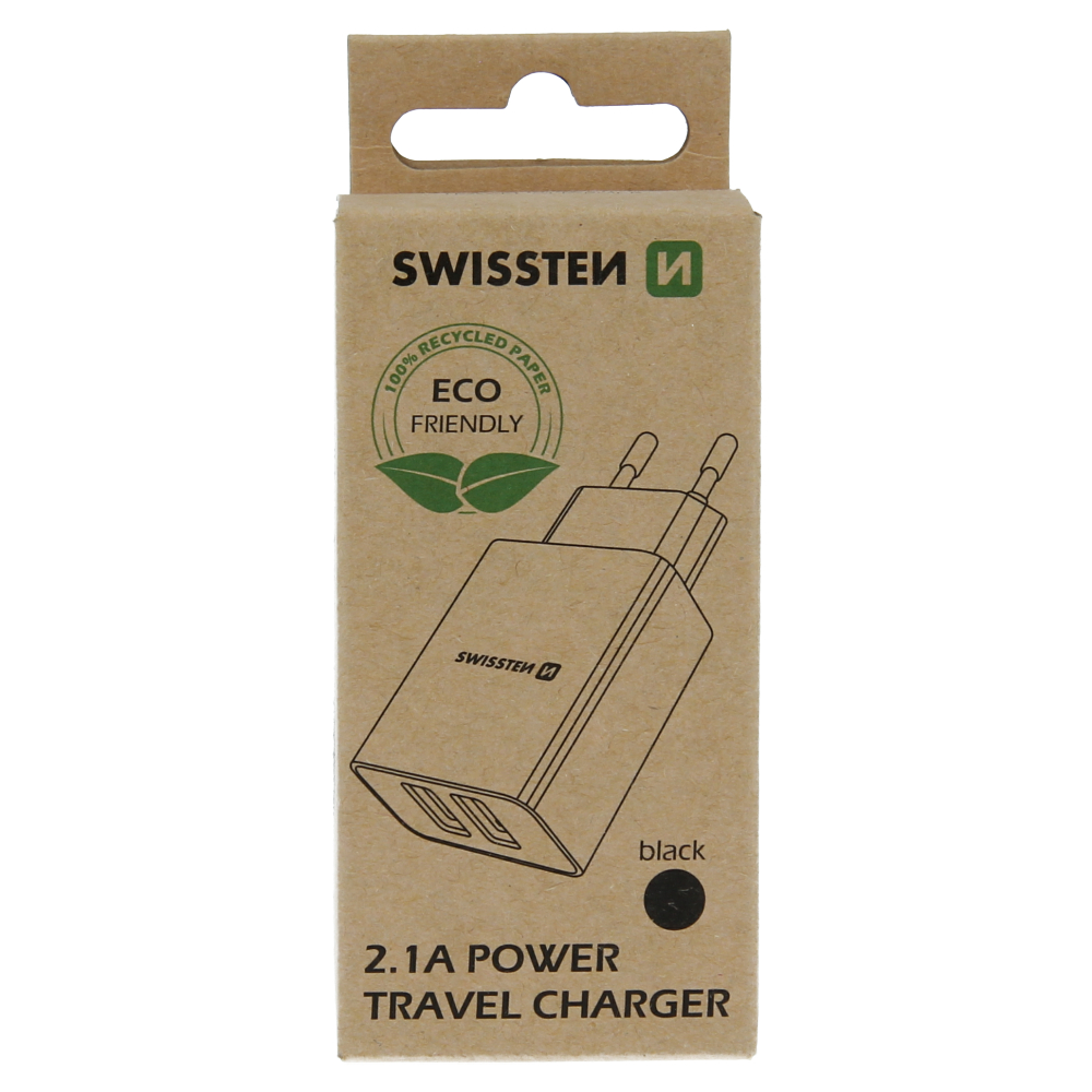 Swissten Travel Adapter Smart IC 2X USB 2,1A Power Negru (pachet eco) thumb