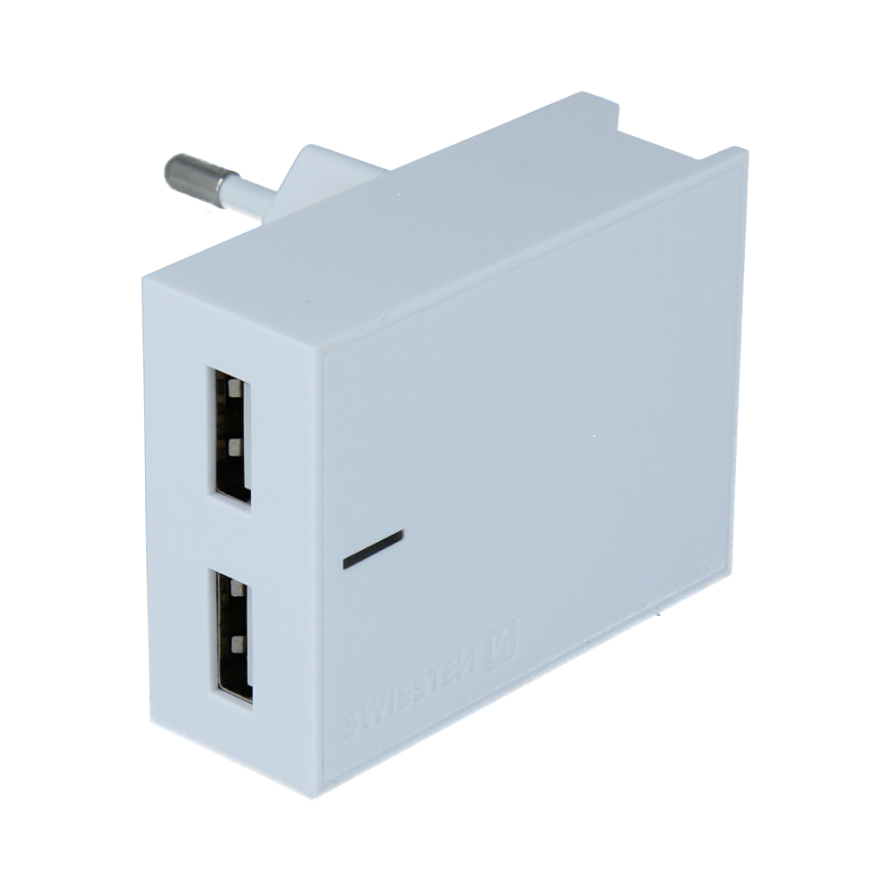 Swissten Travel Adapter Smart IC 2X USB 3A Power Alb thumb