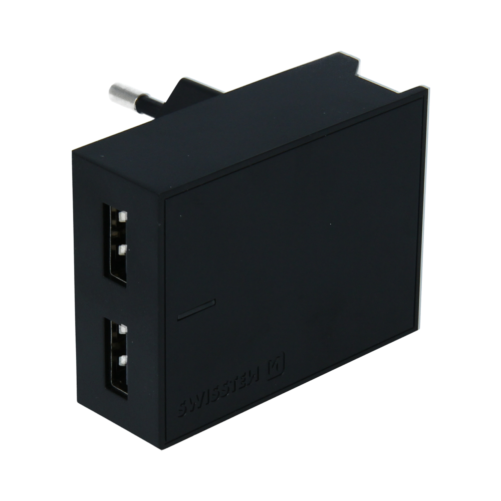 Swissten Travel Adapter Smart IC 2X USB 3A Power Negru thumb