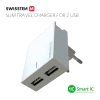 Swissten Travel Adapter Smart IC 2x USB 3A Power + Cablu de date USB / Lightning 1,2 m Alb