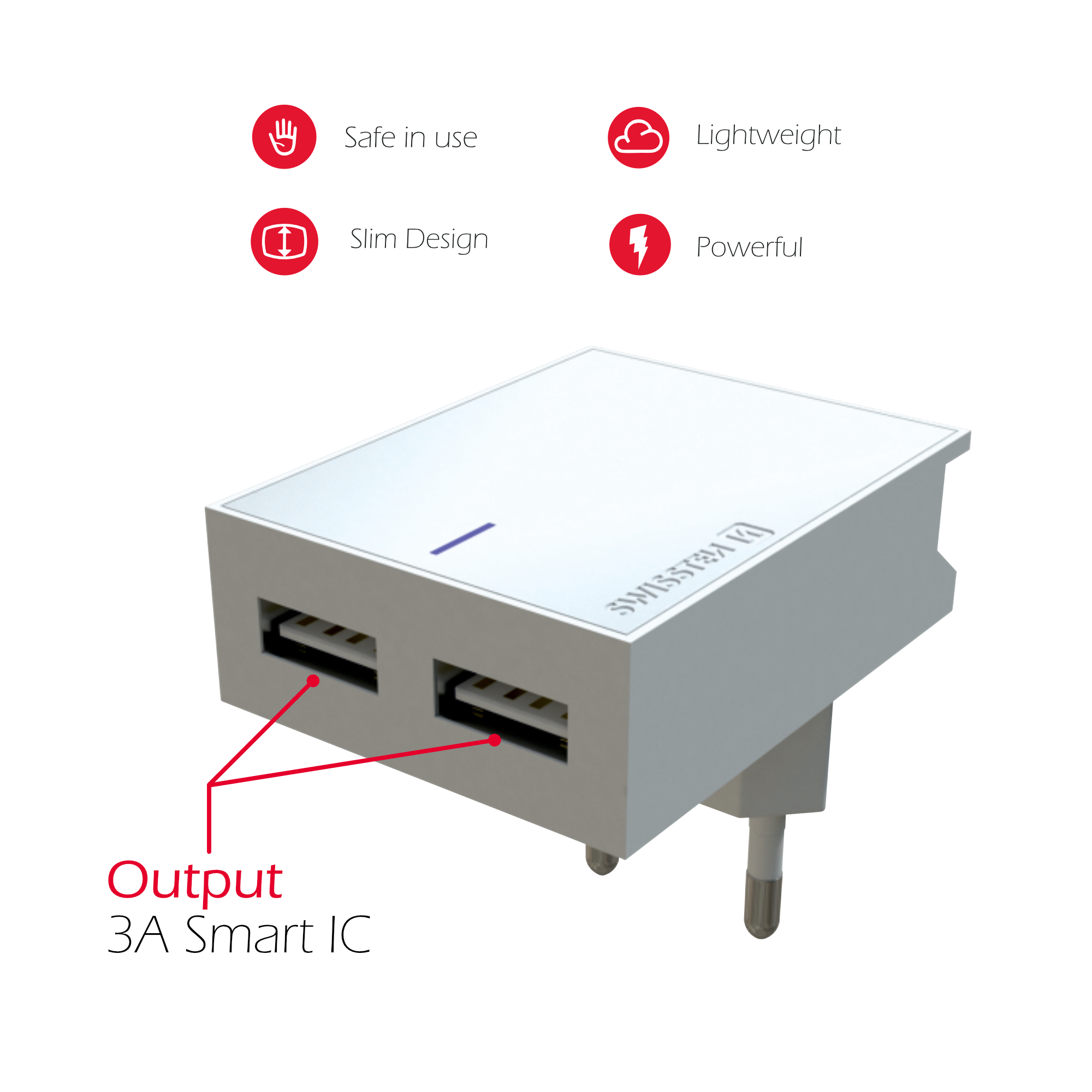 Swissten Travel Adapter Smart IC 2x USB 3A Power + Cablu de date USB / Lightning 1,2 m Alb thumb