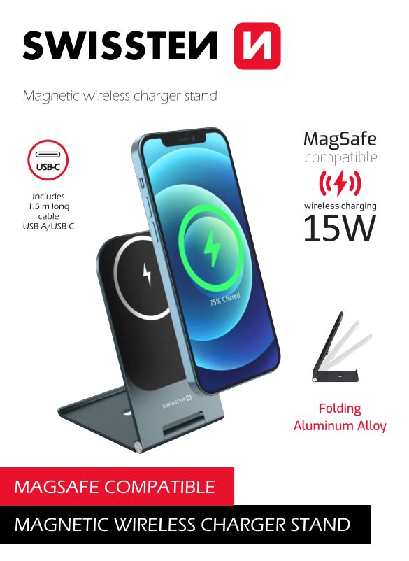 Swissten wireless Stand ultra subtire (compatibil cu magsafe) thumb