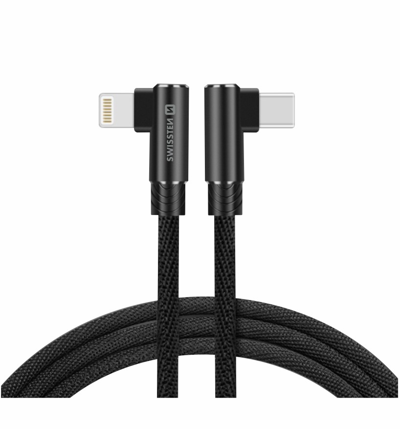 Cablu de date textil Swissten Arcade USB-C / Lightning 1,2 m Negru thumb