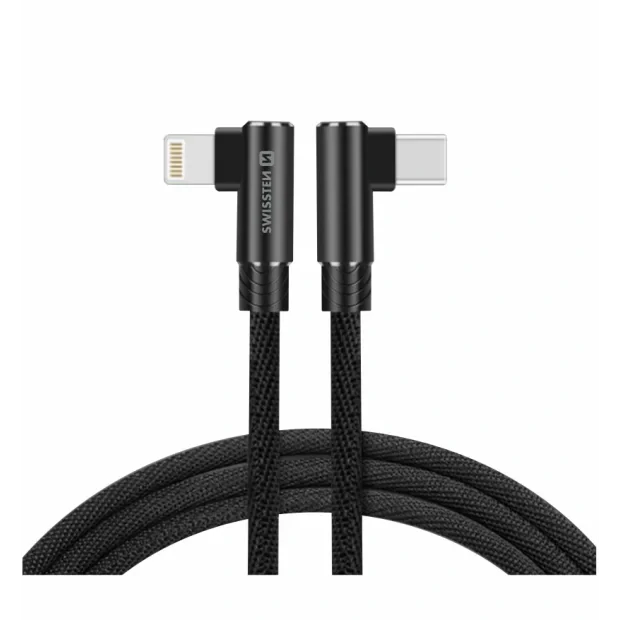 Cablu de date textil Swissten Arcade USB-C / Lightning 1,2 m Negru