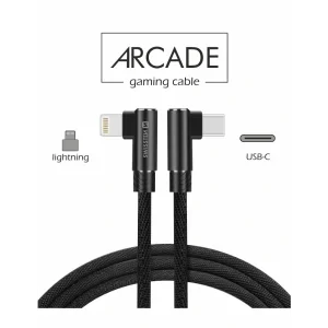 Cablu de date textil Swissten Arcade USB-C / Lightning 1,2 m Negru
