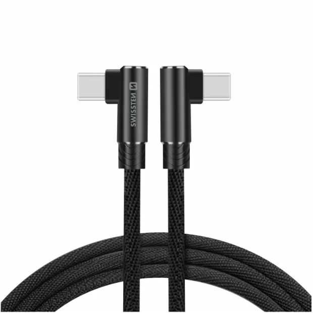 Cablu de date textil Swissten Arcade USB-C / USB-C 1,2 m Negru