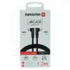 Cablu de date textil Swissten Arcade USB-C / USB-C 1,2 m Negru