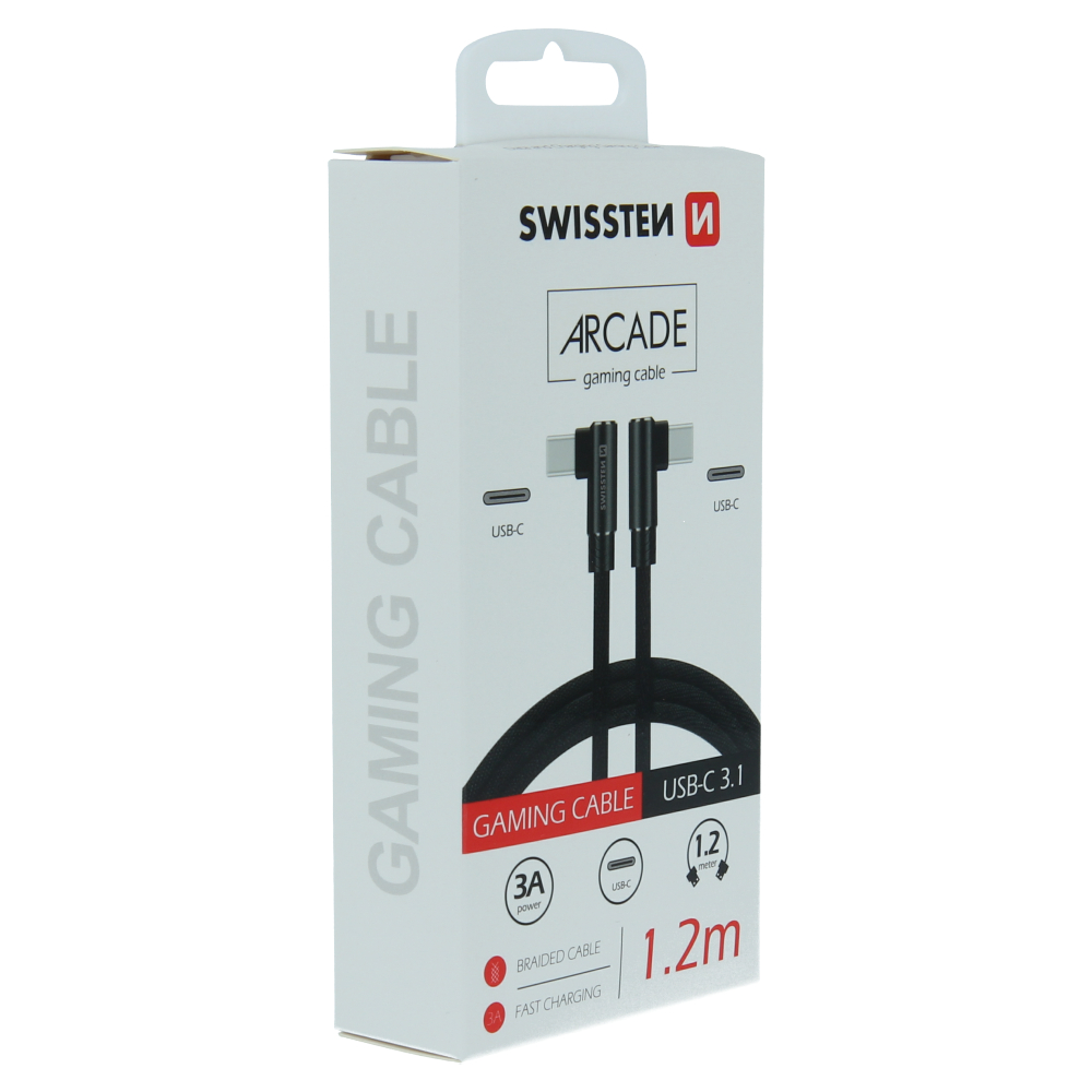 Cablu de date textil Swissten Arcade USB-C / USB-C 1,2 m Negru thumb