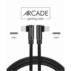 Cablu de date textil Swissten Arcade USB-C / USB-C 1,2 m Negru