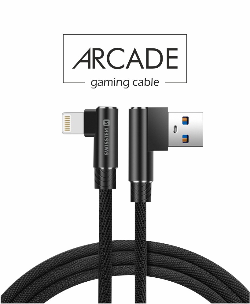 Cablu de date textil Swissten Arcade USB / Lightning 1,2 m Negru thumb