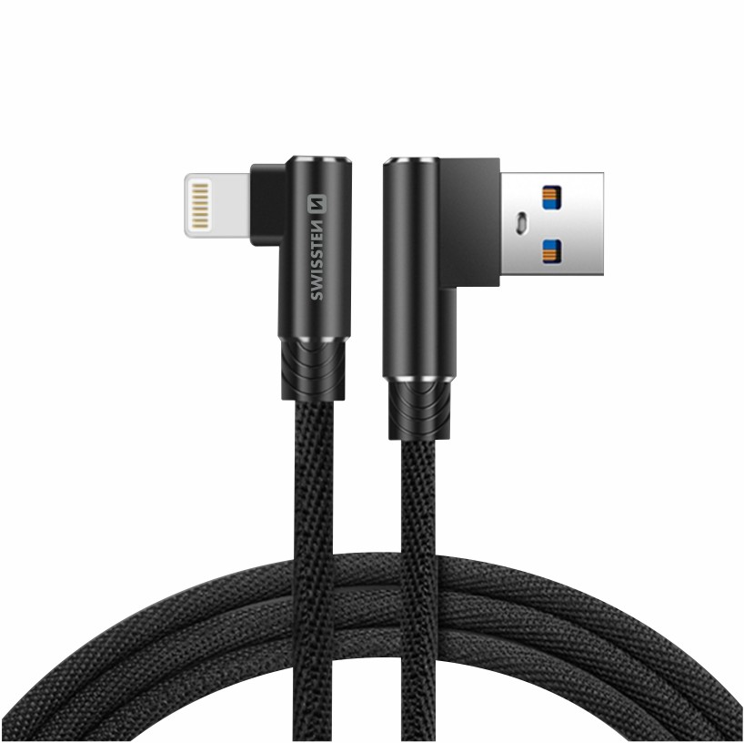 Cablu de date textil Swissten Arcade USB / Lightning 1,2 m Negru thumb