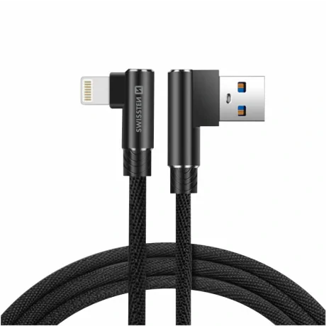 Cablu de date textil Swissten Arcade USB / Lightning 1,2 m Negru