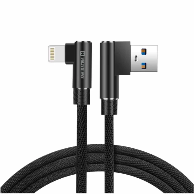 Cablu de date textil Swissten Arcade USB / Lightning 1,2 m Negru