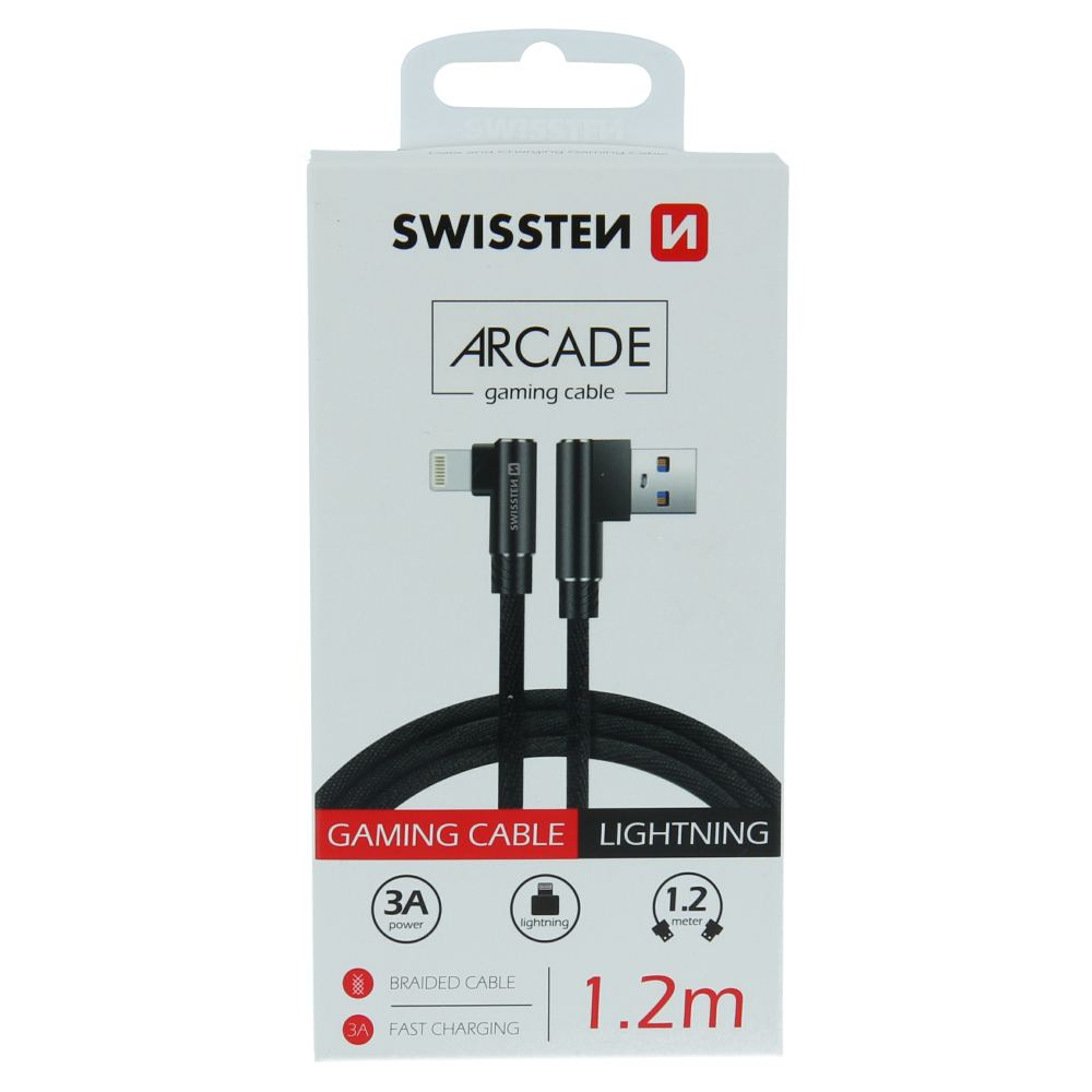 Cablu de date textil Swissten Arcade USB / Lightning 1,2 m Negru thumb
