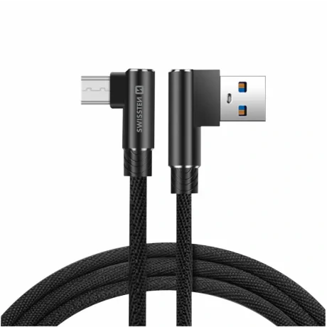 Cablu de date textil Swissten Arcade USB / Micro USB 1,2 M Negru