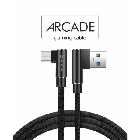 Cablu de date textil Swissten Arcade USB / Micro USB 1,2 M Negru