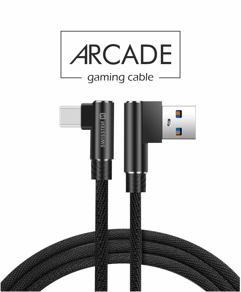 Cablu de date textil Swissten Arcade USB / USB-C 1,2 m Negru thumb