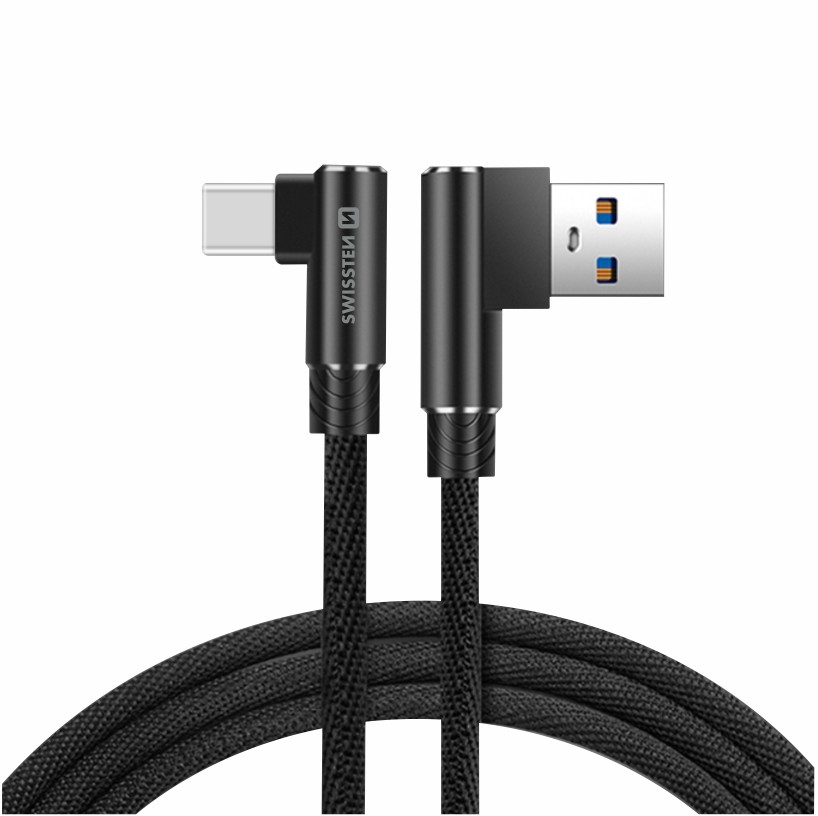 Cablu de date textil Swissten Arcade USB / USB-C 1,2 m Negru thumb