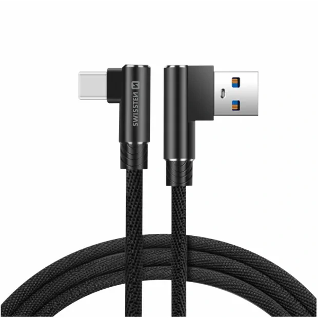 Cablu de date textil Swissten Arcade USB / USB-C 1,2 m Negru