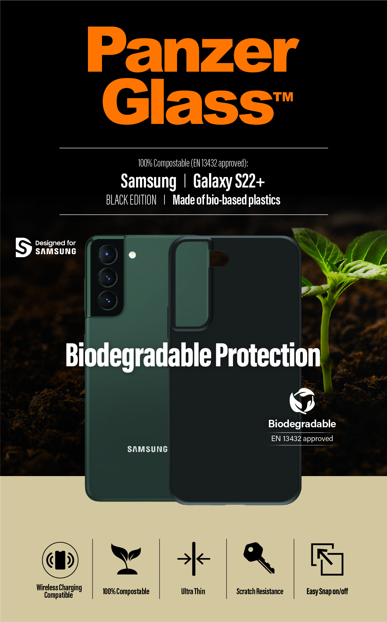 Husa biodegradabila PanzerGlasstm Samsung Galaxy S22+ thumb