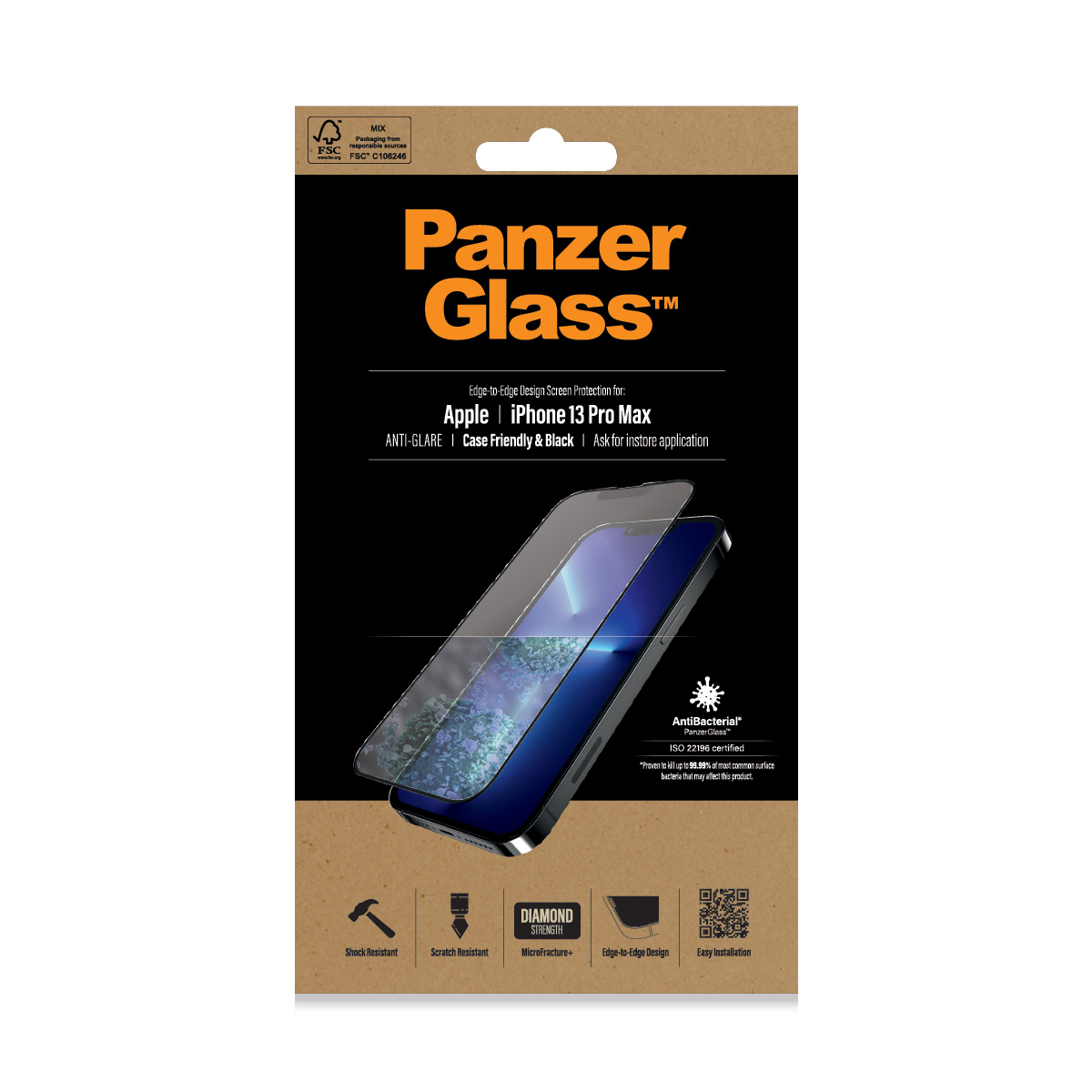 PanzerGlass Folie anti-orbire Sticla Apple iPhone 13 Pro Max | De la margine la margine thumb