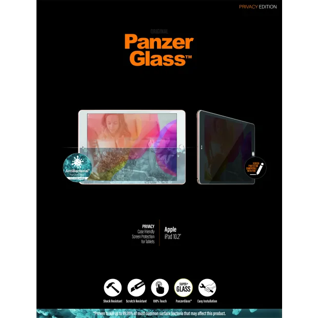 Folie Sticla Privacy PanzerGlass pentru iPad 10.2 inch Negru