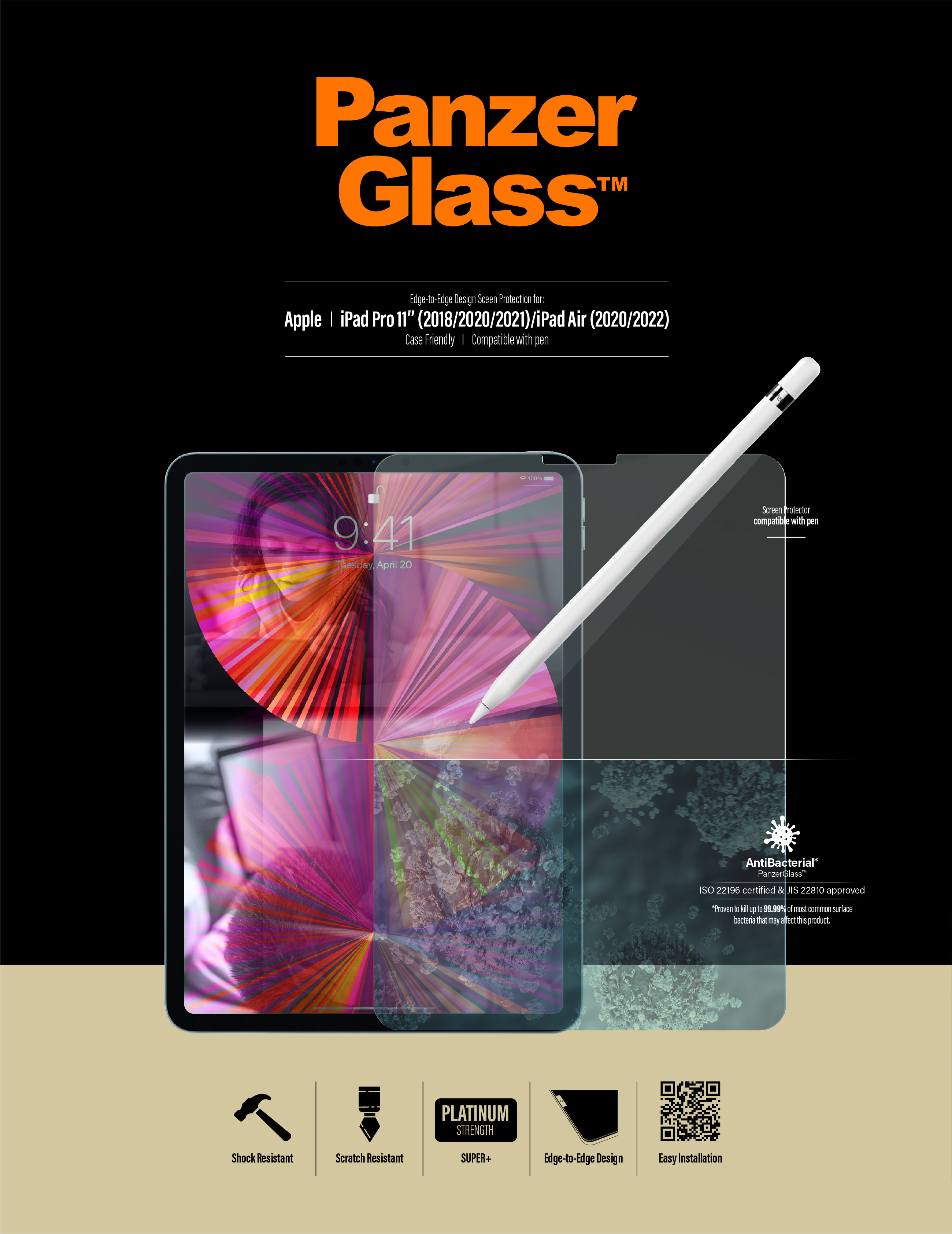 PanzerGlass Apple iPad Pro 11" (2018 | 20 | 21) | iPad Air(2020/2022) | Sticla de protectie pentru ecran thumb