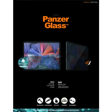Folie Sticla Privacy PanzerGlass pentru iPad Pro 12.9 inch(2018/2020/2021) Negru