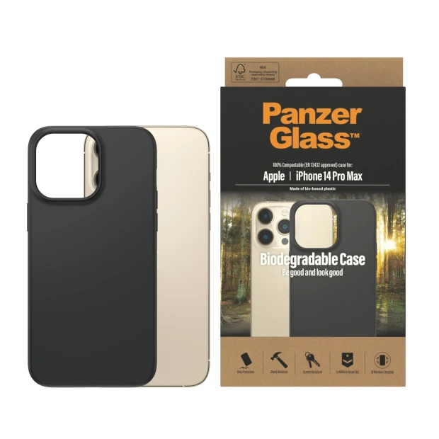 PanzerGlasstm Apple iPhone 14 Pro Max biodegradabil | Negru