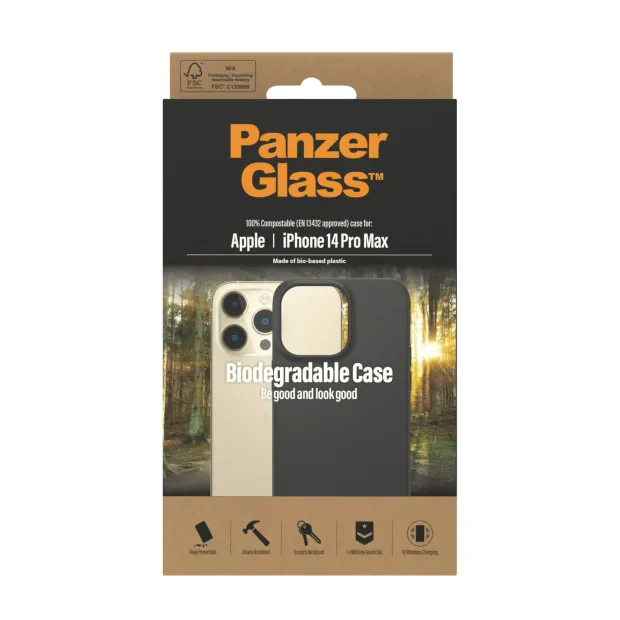 PanzerGlasstm Apple iPhone 14 Pro Max biodegradabil | Negru