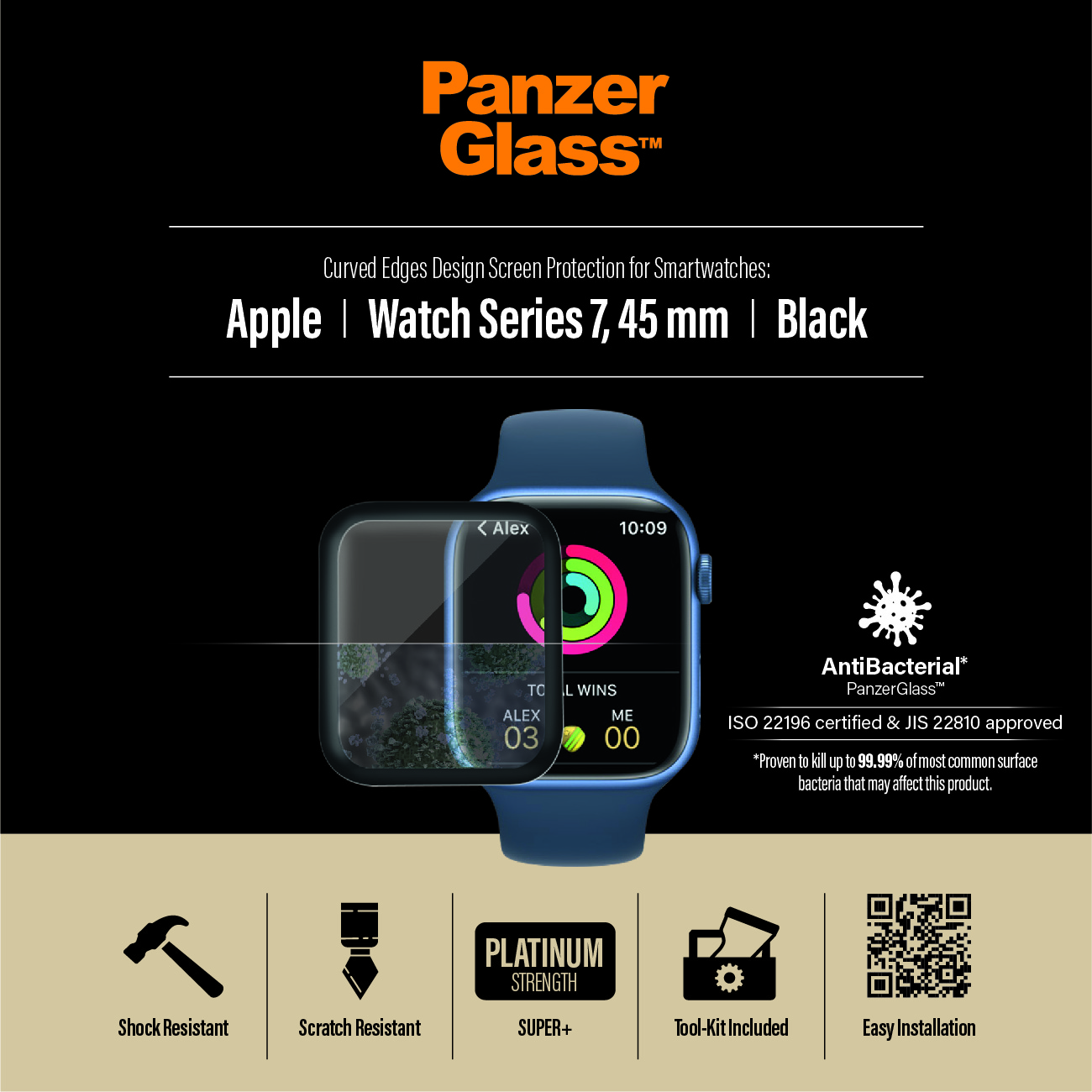 PanzerGlass Apple Watch Series 8 | 7 | 45mm | Sticla de protectie pentru ecran thumb