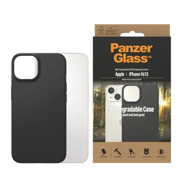 PanzerGlasstm Biodegradabil Apple iPhone 14 | 13 | Negru