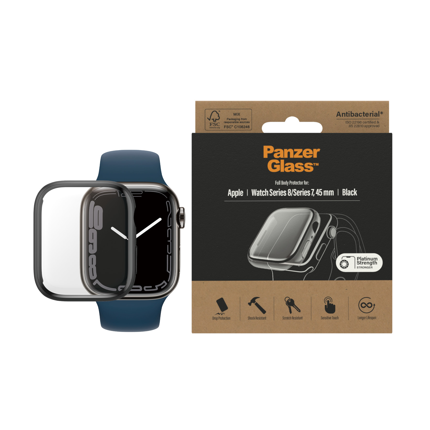 PanzerGlass Full Body Apple Watch Series 8 | 7 | 45mm | Sticla de protectie pentru ecran thumb