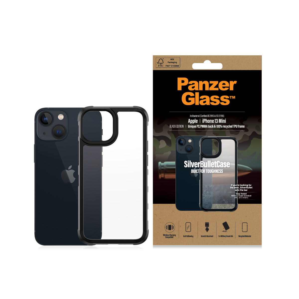 PanzerGlasstm SilverBullet ClearCase Apple iPhone 13 Mini | Negru thumb