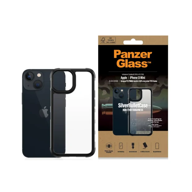 Husa Spate PanzerGlass pentru iPhone 13 Mini Rama Negru