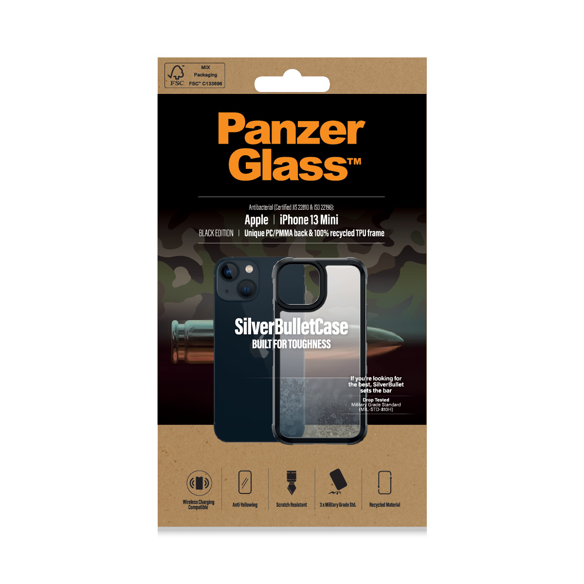 Husa Spate PanzerGlass pentru iPhone 13 Mini Rama Negru thumb