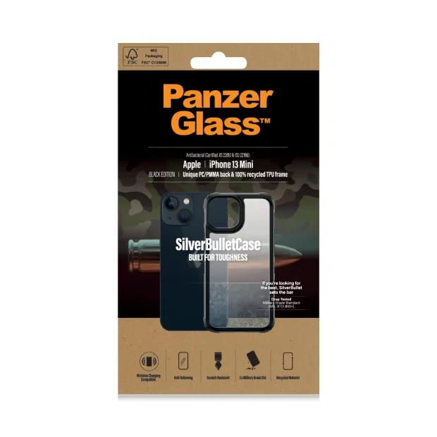 Husa Spate PanzerGlass pentru iPhone 13 Mini Rama Negru