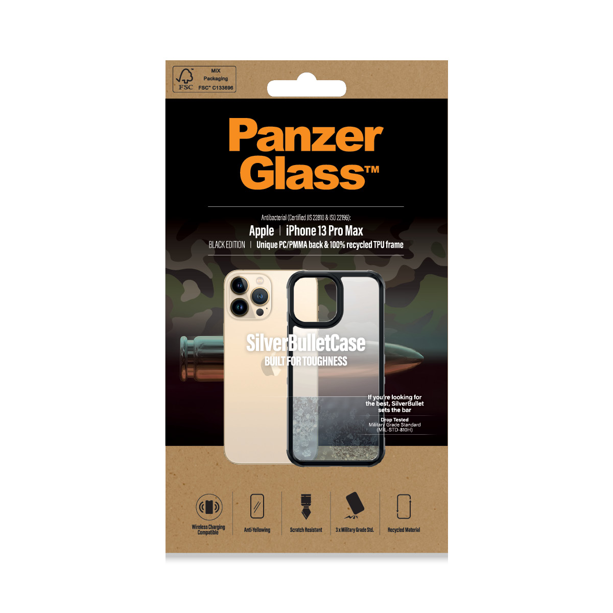 Husa PanzerGlasstm SilverBullet ClearCase Apple iPhone 13 Pro Max | Negru thumb