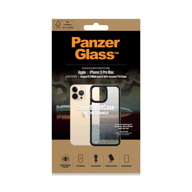 Husa PanzerGlasstm SilverBullet ClearCase Apple iPhone 13 Pro Max | Negru