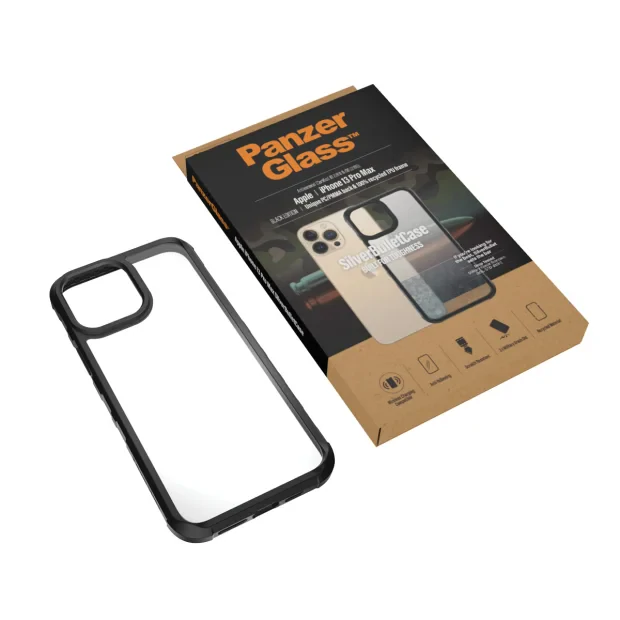 Husa PanzerGlasstm SilverBullet ClearCase Apple iPhone 13 Pro Max | Negru