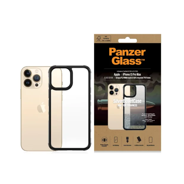 Husa PanzerGlasstm SilverBullet ClearCase Apple iPhone 13 Pro Max | Negru