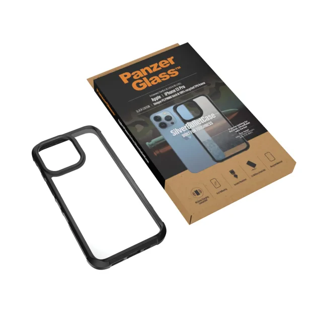 Husa PanzerGlasstm SilverBullet ClearCase Apple iPhone 13 Pro | Negru