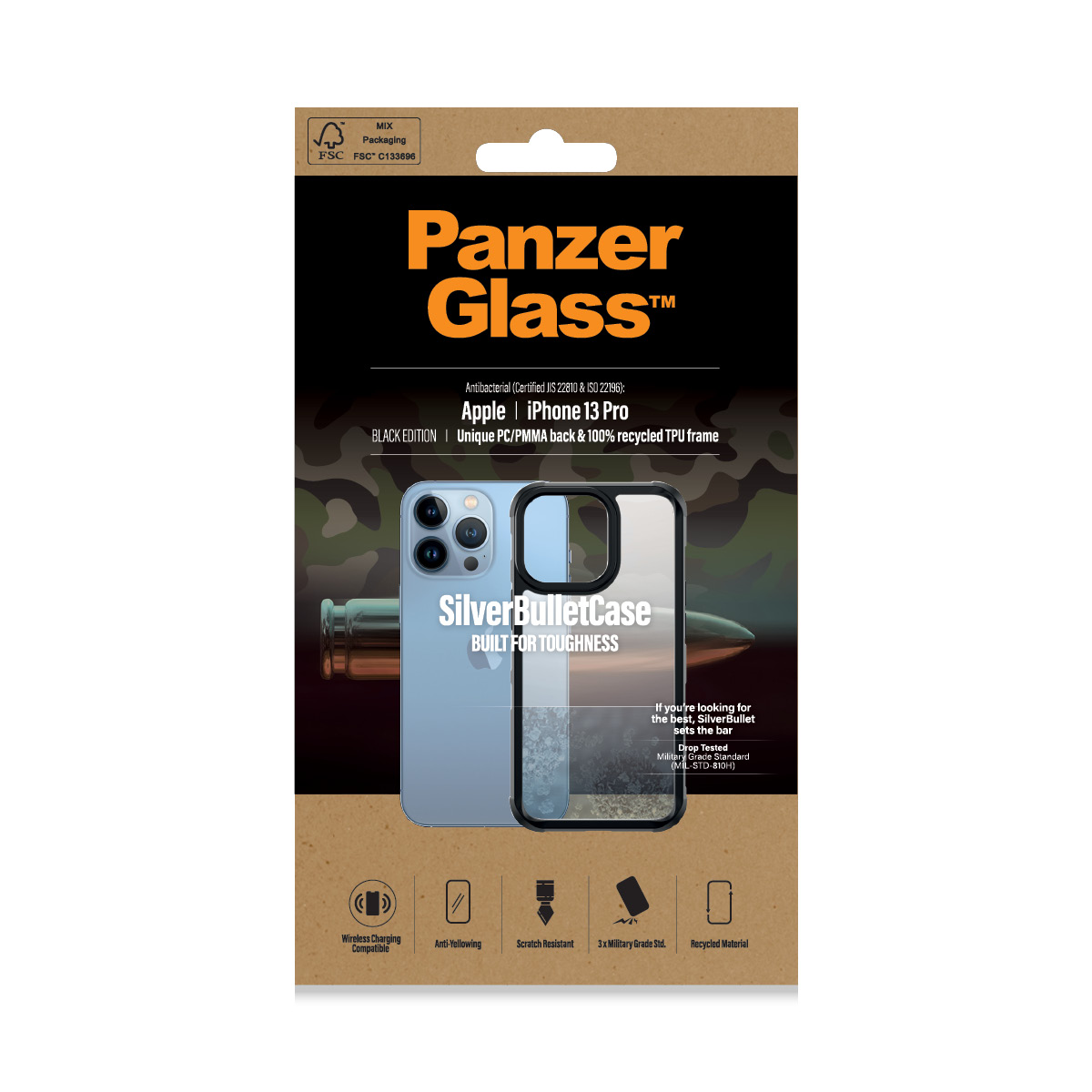 Husa PanzerGlasstm SilverBullet ClearCase Apple iPhone 13 Pro | Negru thumb