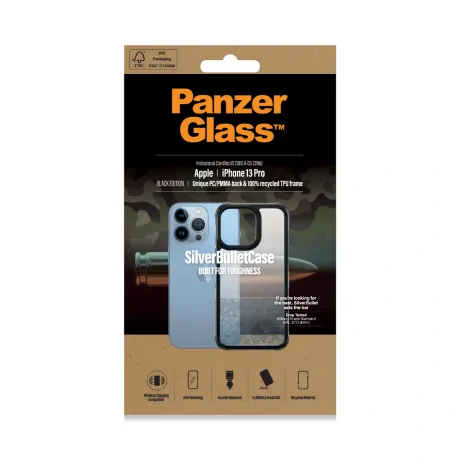 Husa PanzerGlasstm SilverBullet ClearCase Apple iPhone 13 Pro | Negru