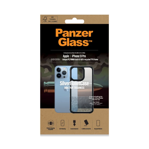 PanzerGlasstm SilverBullet ClearCase Apple iPhone 13 Pro | Negru