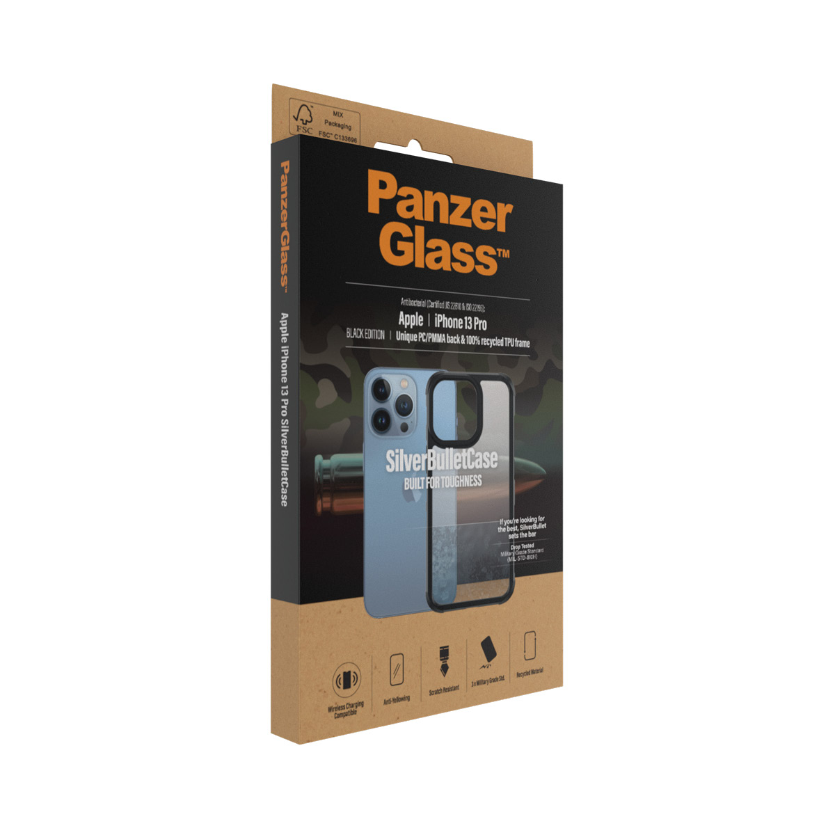 Husa PanzerGlasstm SilverBullet ClearCase Apple iPhone 13 Pro | Negru thumb