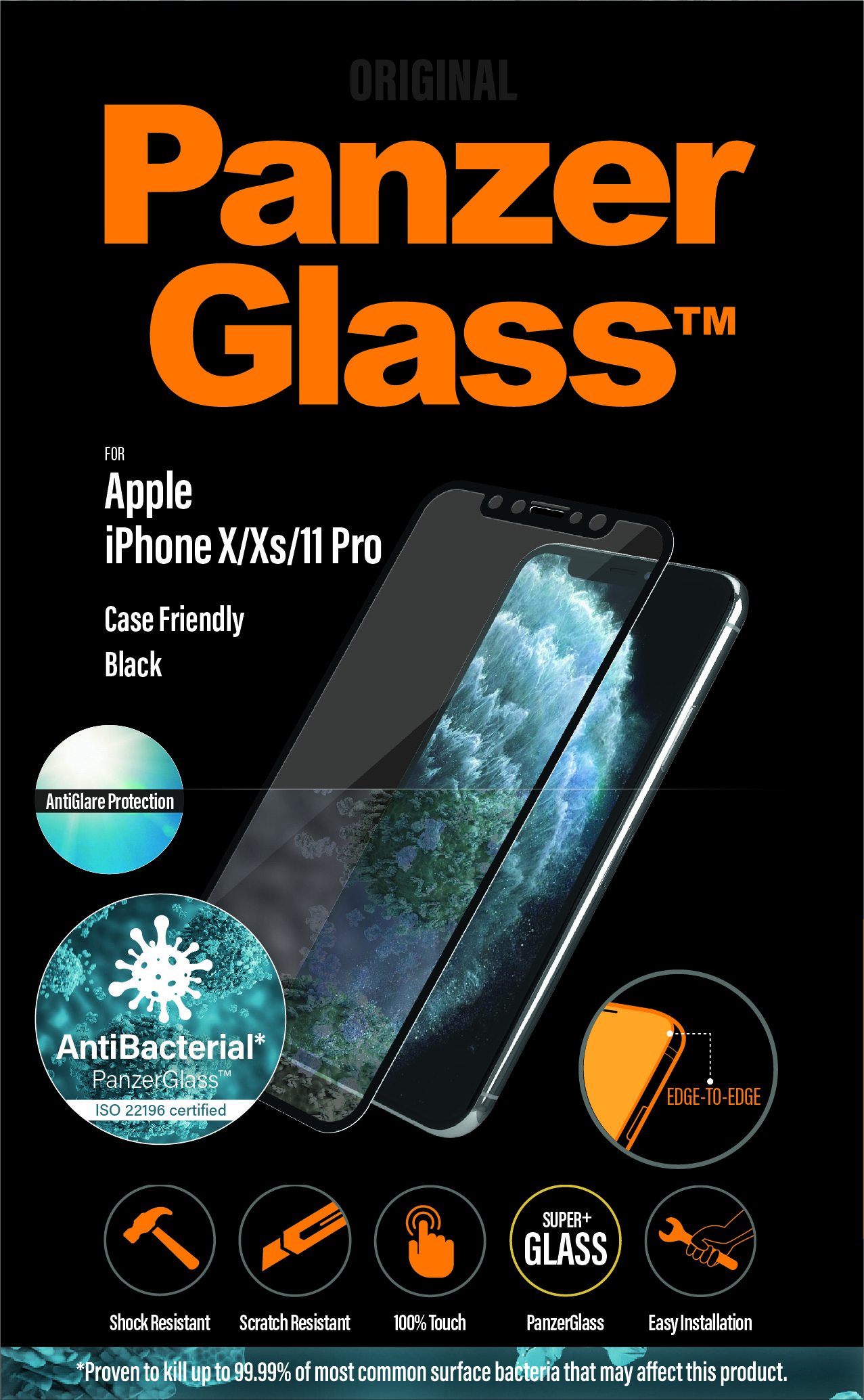 Protector de ecran anti-orbire PanzerGlass Apple iPhone 11 Pro | Xs | X | De la margine la margine thumb