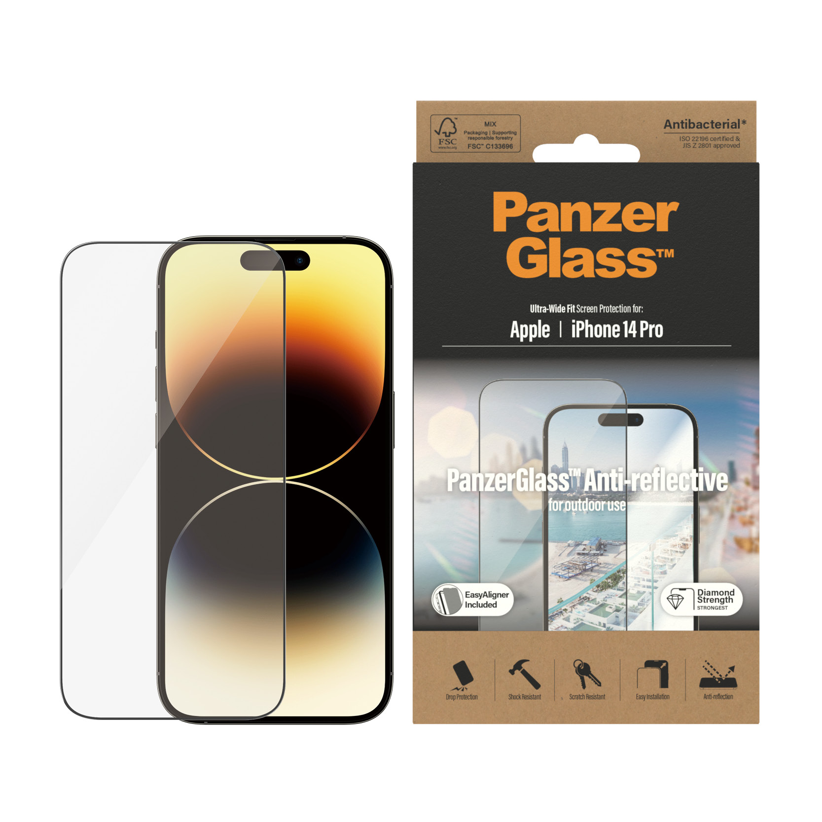 Protector de ecran antireflex PanzerGlass Apple iPhone 14 Pro | Potrivire ultra-larga cu. EasyAligner thumb